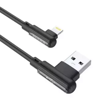 Кабель Lightning 8-pin-USB, угловой, 2.4A, 1м, черный Borofone Lucky BX58 (133830)