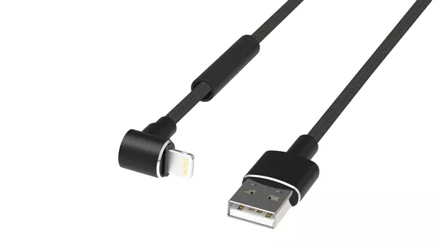 Кабель Lightning 8-pin-USB, угловой, 2A, 1м, черный Ritmix RCC-423 (RCC-423)