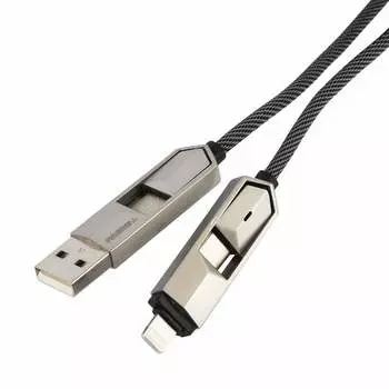 Кабель Lightning 8-pin+USB Type-C-USB Type-C+USB быстрая зарядка, 1м, черный PAVAREAL (PA-DC01)