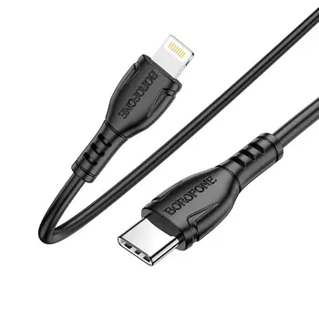 Кабель Lightning 8-pin-USB Type-C, 2.4A, 1м, черный Borofone BX51 (6931474750884)