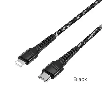 Кабель Lightning 8-pin(m)-USB Type-C(m), 3A, 1.2м, черный Borofone Dragon BU21