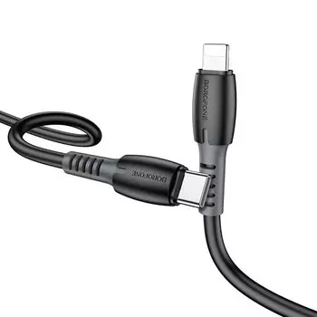 Кабель Lightning 8-pin(m)-USB Type-C(m), 3A, 1м, черный Borofone Bonus BX62 (6974443380255)