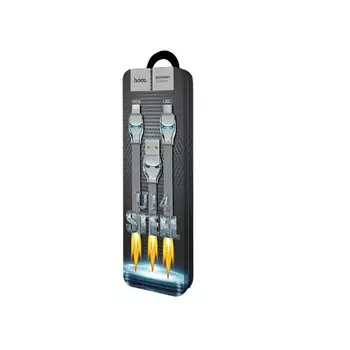 Кабель Lightning 8-pin(m)+Micro USB 2.0(Bm)-USB 2.0(Am), плоский, 2.4A, 1.3м, серый HOCO (6957531057161)