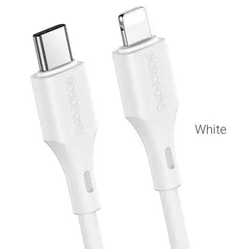 Кабель Lightning 8-pin-USB Type-C, 3A быстрая зарядка, 1м, белый Borofone BX49 (6931474740236)