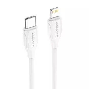 Кабель Lightning 8-pin-USB Type-C, 3A быстрая зарядка, 2м, белый Borofone BX19 (6931474752031)