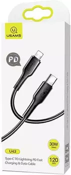 Кабель Lightning 8-pin-USB Type-C, черный USAMS U43 (SJ406USB01)