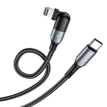 Кабель Lightning 8-pin(m)-USB Type-C(m), угловой, 3A, 1.2м, черный HOCO orbit U100 (6931474747860)