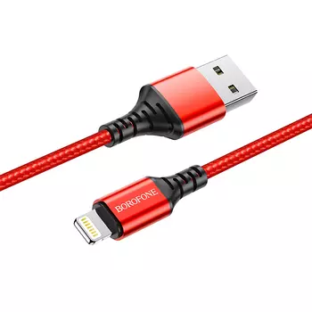 Кабель Lightning 8-pin-USB, 2.4A, 1м, красный Borofone BX54