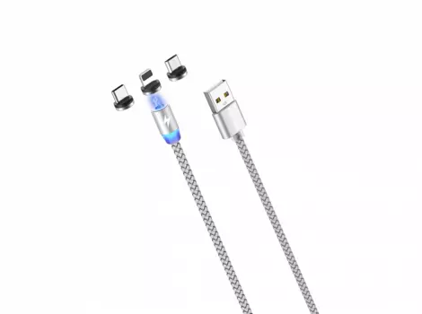 Кабель Lightning 8-pin-USB, 2.4A, 1м, серебристый MORE CHOICE K61Si