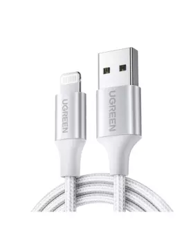 Кабель Lightning 8-pin-USB, экранированный, 1.5м, серебристый UGREEN US199 (60162)