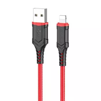 Кабель Lightning 8-pin-USB, 2.4A, 1м, красный Borofone BX67 (207882)