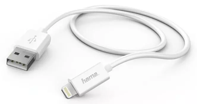 Кабель Lightning(М)-USB2.0(AM), Hama, 60см, белый (00178330)