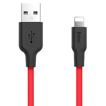 Кабель Lightning 8-pin-USB, 2A, 1м, черный/красный HOCO X21 Silicone (85399)