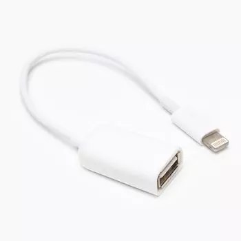 Кабель-переходник (адаптер) Lightning 8-pin(m)-USB(Af), OTG, 10 см, белый, RockBox (125386)