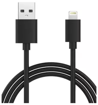 Кабель Lightning 8-pin(m)-USB 2.0(Am), 1.5A, 1м, черный MEDIAGADGET (MGSNL001GBK)