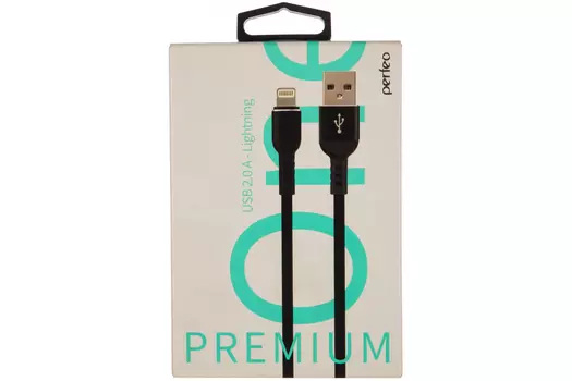 Кабель Lightning 8-pin-USB, 1м, черный PERFEO (I4316)