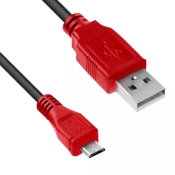 Кабель Micro USB-USB, 1м, черный/красный 4PH (4PH-R90006)