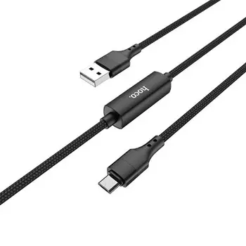 Кабель Micro USB 2.0(Bm)-USB 2.0(Am), 2.4A, 1.2м, черный HOCO Central control S13 ( 6931474713148 )