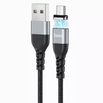 Кабель Micro USB 2.0(Bm)-USB 2.0(Am), 2.4A, 1.2м, черный HOCO Traveller magnetic U96 (127845)