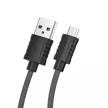 Кабель Micro USB 2.0(Bm)-USB 2.0(Am), 2.4A, 1м, черный Borofone BX52 (6931474744432)