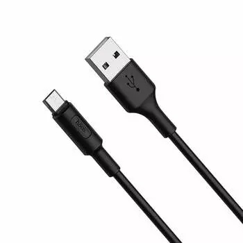 Кабель Micro USB 2.0(Bm)-USB 2.0(Am), 2.4A, 1м, черный HOCO RA1 (УТ000022069)