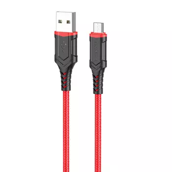 Кабель Micro USB-USB, 2.4A, 1м, черный/красный Borofone BX67 (6974443383386)
