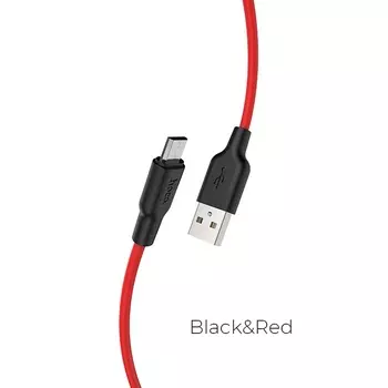 Кабель Micro USB-USB, 2.4A, 1м, черный/красный HOCO (6931474711878)