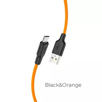 Кабель Micro USB-USB, 2.4A, 1м, черный/оранжевый HOCO x21plus (6931474711908)