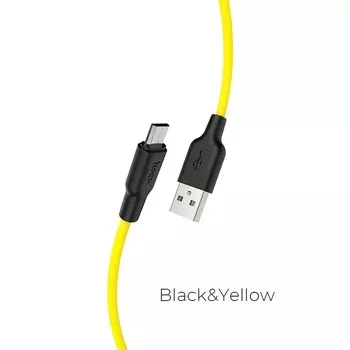 Кабель Micro USB-USB, 2.4A, 1м, черный/желтый HOCO x21plus (6931474711892)