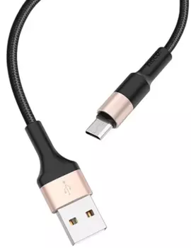 Кабель Micro USB-USB, 2.4A, 1м, черный/золотой HOCO RA3 (УТ000022076)