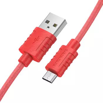 Кабель Micro USB 2.0(Bm)-USB 2.0(Am), 2.4A, 1м, красный Borofone BX52 (6931474744456)