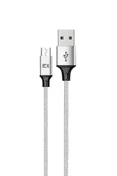 Кабель Micro USB 2.0(Bm)-USB 2.0(Am), 2.4A, 1м, серебристый Exployd Ray (EX-K-1211)