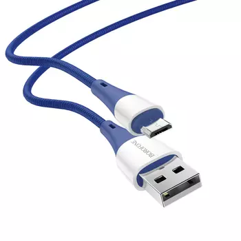 Кабель Micro USB 2.0(Bm)-USB 2.0(Am), 2.4A, 1м, синий Borofone BX60 (6931474753243)