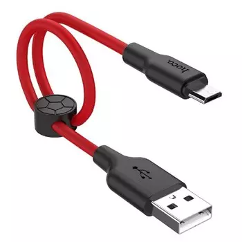 Кабель Micro USB-USB, 2.4A, 25см, черный/красный HOCO X21 (6931474712400)