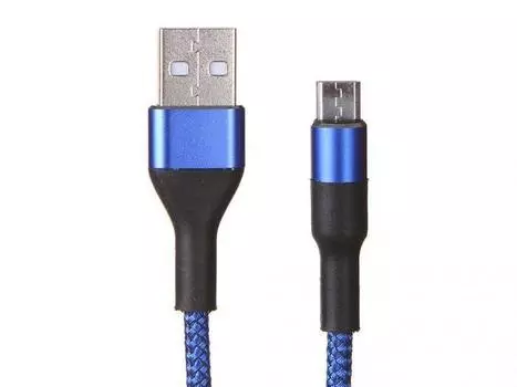 Кабель Micro USB 2.0(Bm)-USB 2.0(Am), 2A, 1м, синий MEDIAGADGET (MGC022NBL)