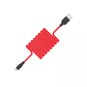Кабель Micro USB 2.0(Bm)-USB 2.0(Am), 2A, 2м, черный/красный HOCO Silicone X21 (71396)