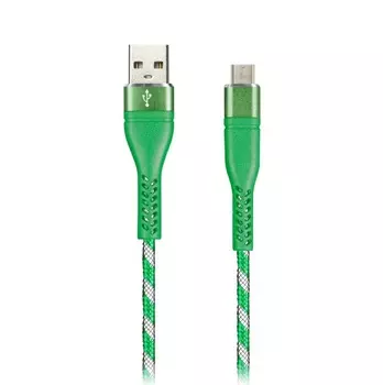 Кабель Micro USB-USB, экранированный, 2A, 1м, зеленый Smartbuy (iK-12CAC-NBgreen)