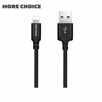 Кабель Lightning 8-pin(m)-USB 2.0(Am), 2.1A, 1м, черный MORE CHOICE (K12i)