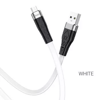 Кабель Micro USB-USB, плоский, 2.4A, 1м, белый HOCO Angel X53 (УТ-00010501)