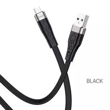Кабель Micro USB-USB, плоский, 2.4A, 1м, черный HOCO Angel X53 (УТ-00010500)