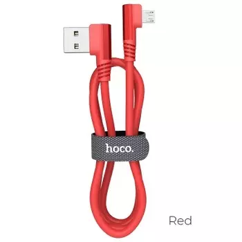 Кабель Micro USB 2.0(Bm)-USB 2.0(Am), угловой, 2.4A, 1.2м, красный HOCO Puissant silicone U83