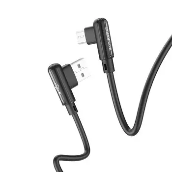 Кабель Micro USB-USB, угловой, 2.4A, 1м, черный Borofone Lucky BX58 (133832)