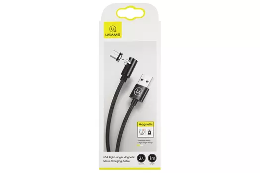 Кабель Micro USB 2.0(Bm)-USB 2.0(Am), угловой, 2A, 1м, черный USAMS U54 (SJ446USB01)