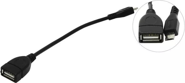 Кабель Micro USB (Am)-USB 2.0(Af), OTG, для подключения USB к мобильным устройствам, 15см VCOM (78498)