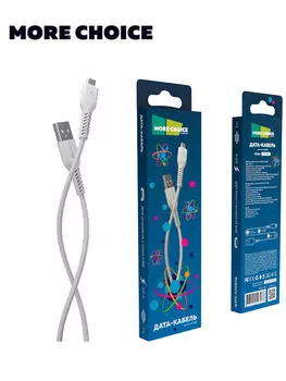 Кабель Micro USB-USB, 2A, 1м, белый MORE CHOICE K16m