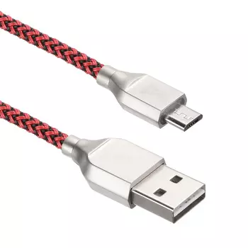 Кабель micro USB-USB , ACD, 1m, красный/черный, Материал оплетки ПВХ + Нейлон (ACD-U927-M1R)