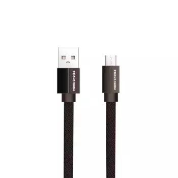 Кабель Micro USB-USB, плоский, 2.1A, 1м, черный MORE CHOICE (K20m)