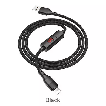 Кабель Lightning 8-pin(m)-USB 2.0(Am), 2.4A, 1.2м, черный HOCO Central control S13