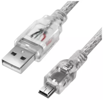 Кабель Mini USB 2.0(Bm)-USB 2.0(Am), экранированный, 1.8м, прозрачный Greenconnect (GCR-50982)