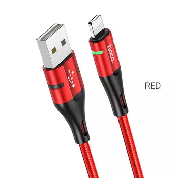 Кабель Lightning 8-pin-USB, 2.4A, 1.2м, красный HOCO Shadow U93 (6931474732149 / УТ-00010511)